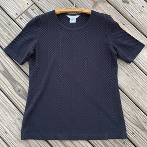 Misook Ribbed Knit Short Sleeve Sweater